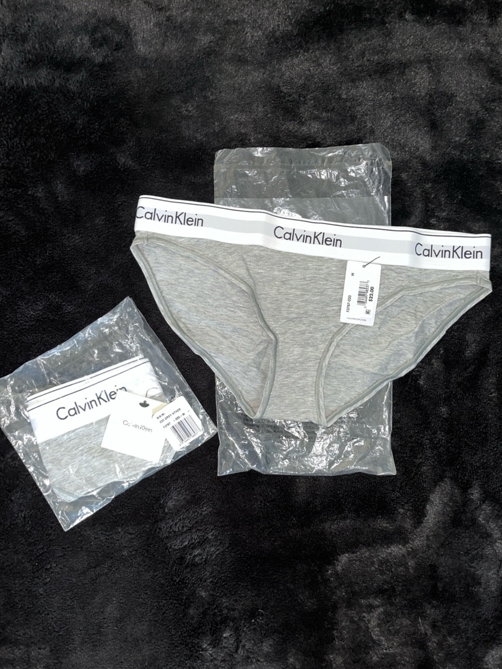 NWT in Bag Calvin Klein Women’s Gray Bikini Panties with Branded Waistband
